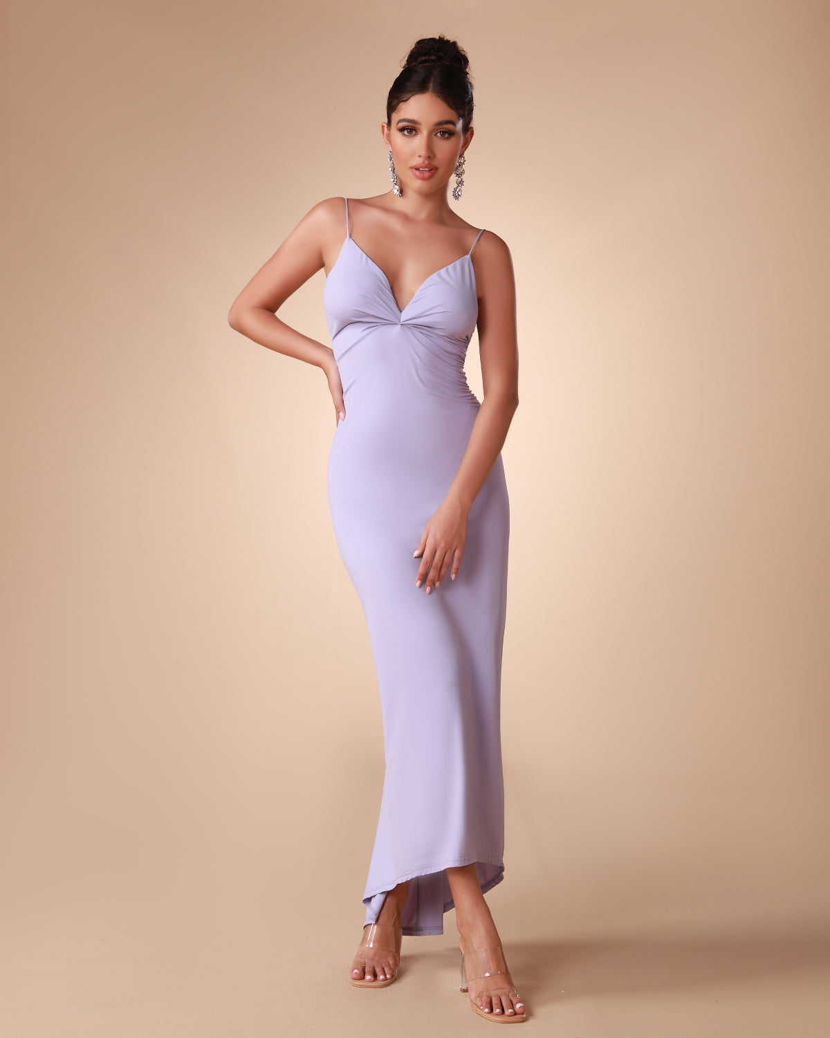 Lavender Strappy Backless Dress