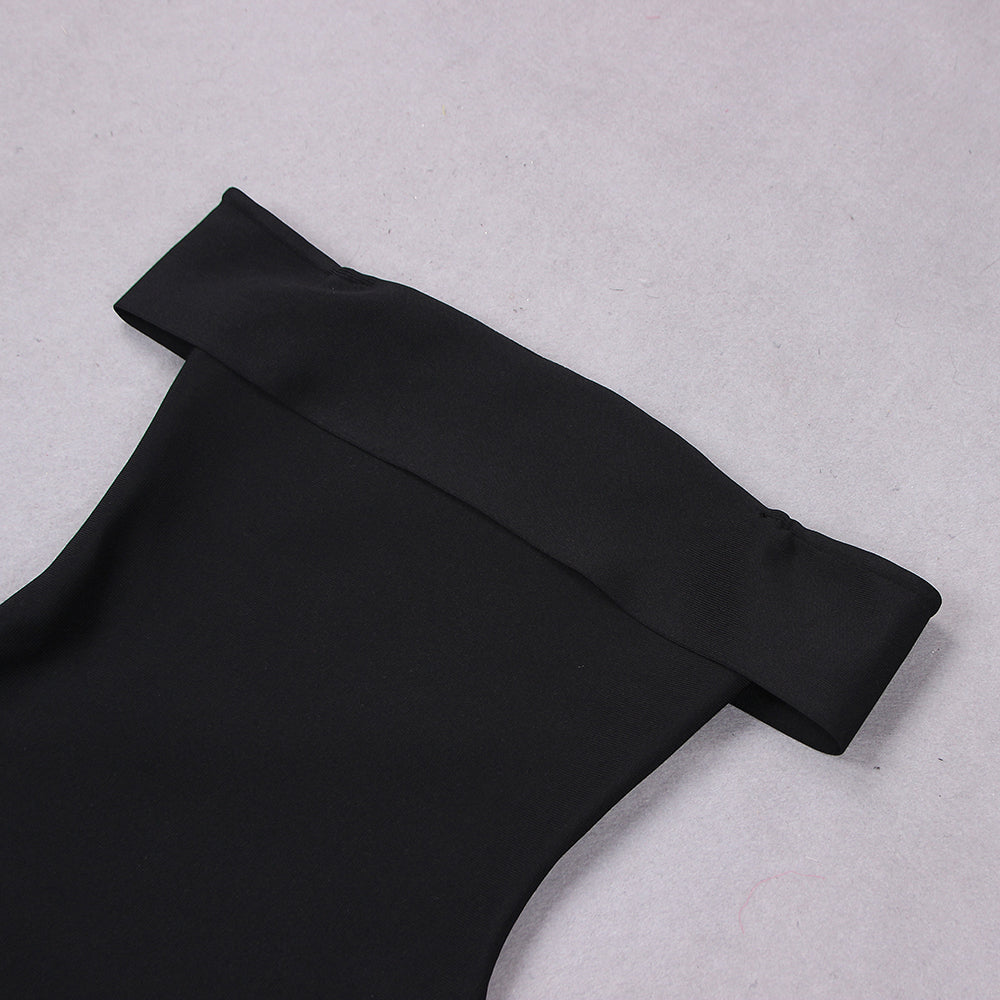 Off Shoulder Short Sleeve Midi Fishtail Bandage Dress