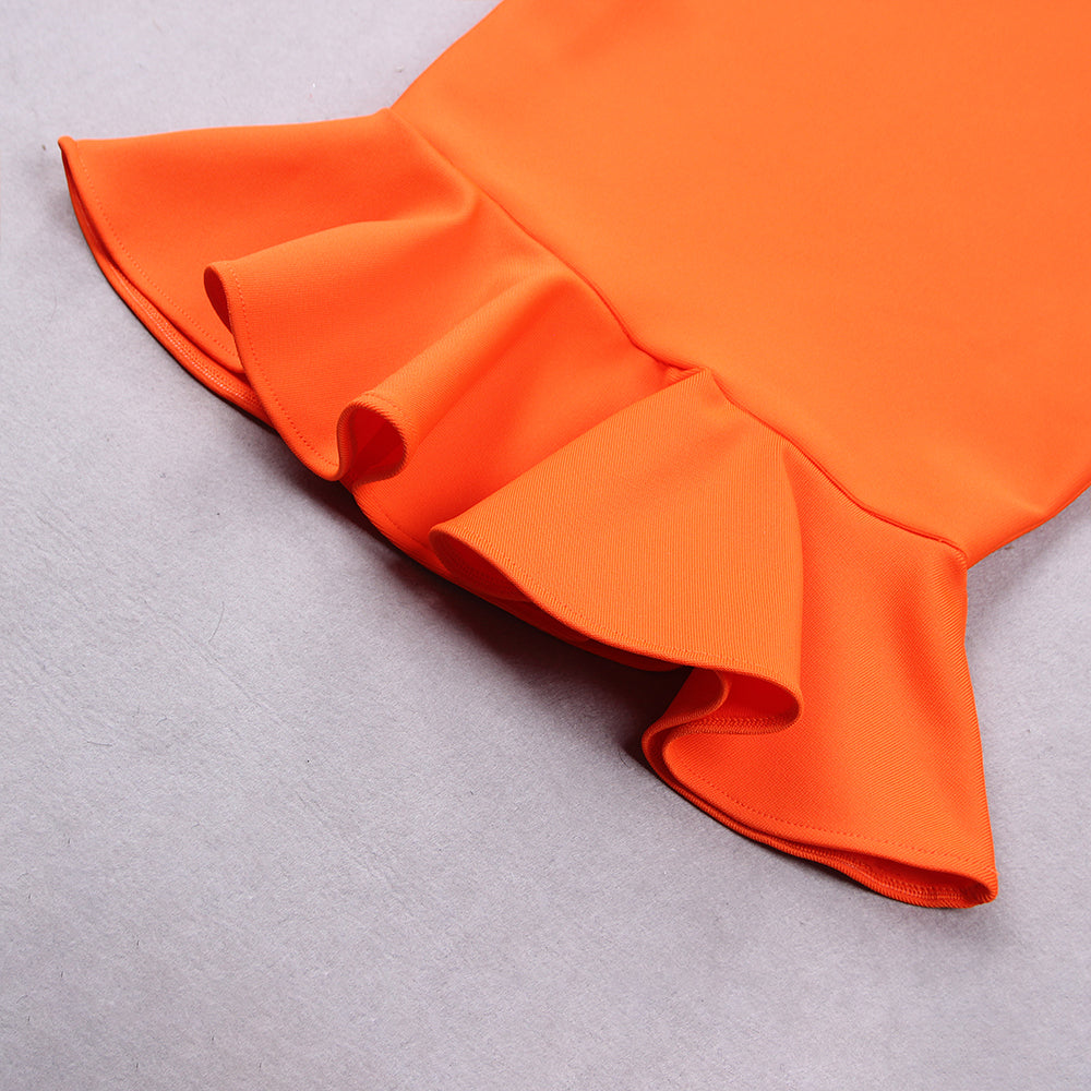 Off Shoulder Short Sleeve Midi Fishtail Bandage Dress