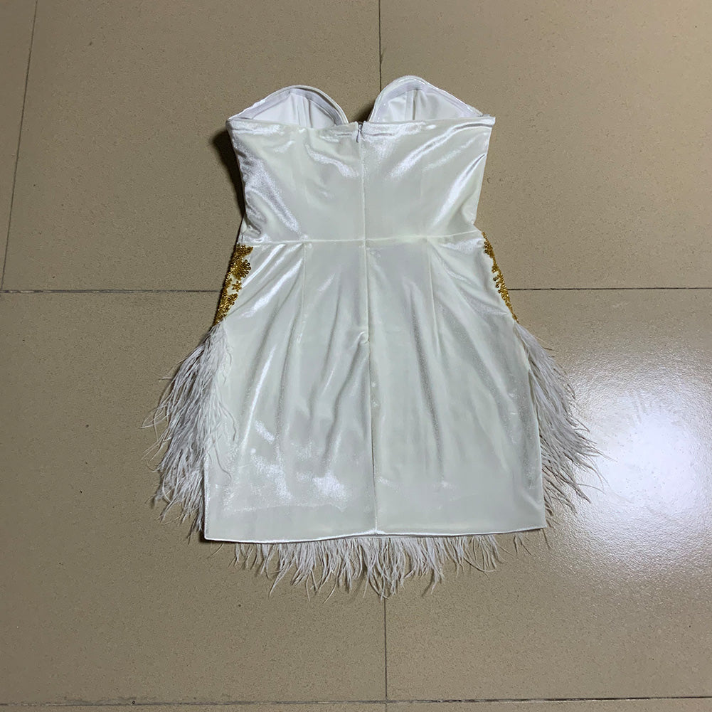 Strapless Sleeveless Sequined Mini Bodycon Dress