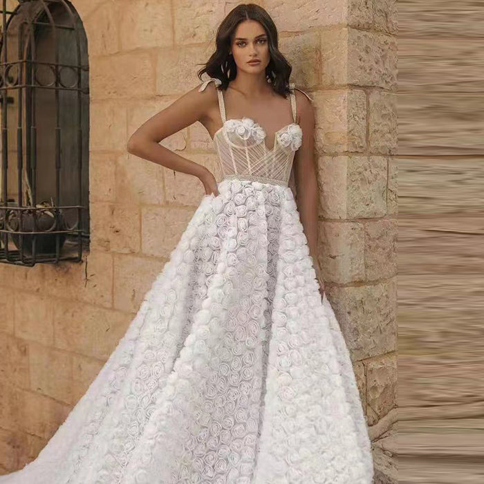 Strappy Maxi Floral Wedding Dress