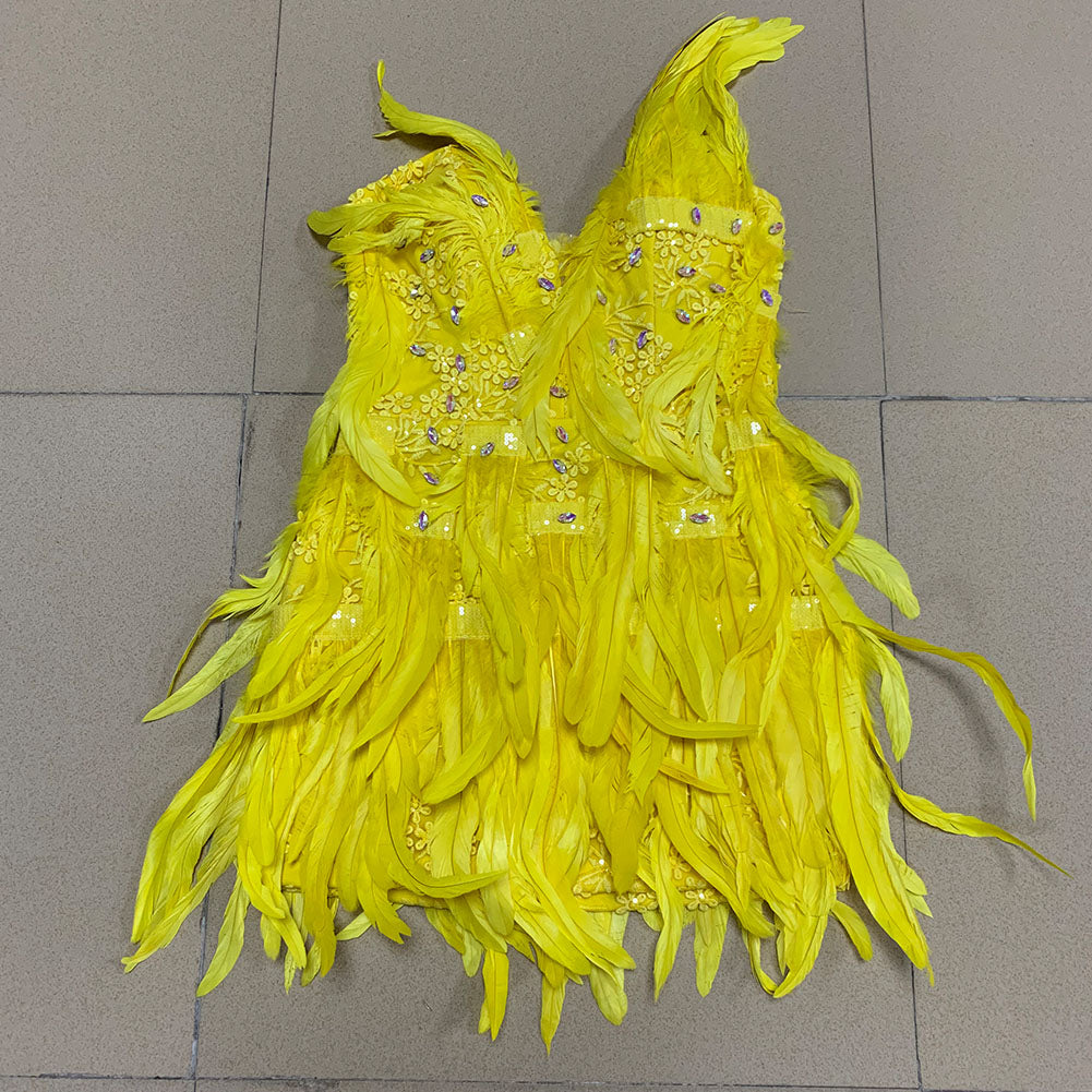 Strapless Feather Mini Backless Dress