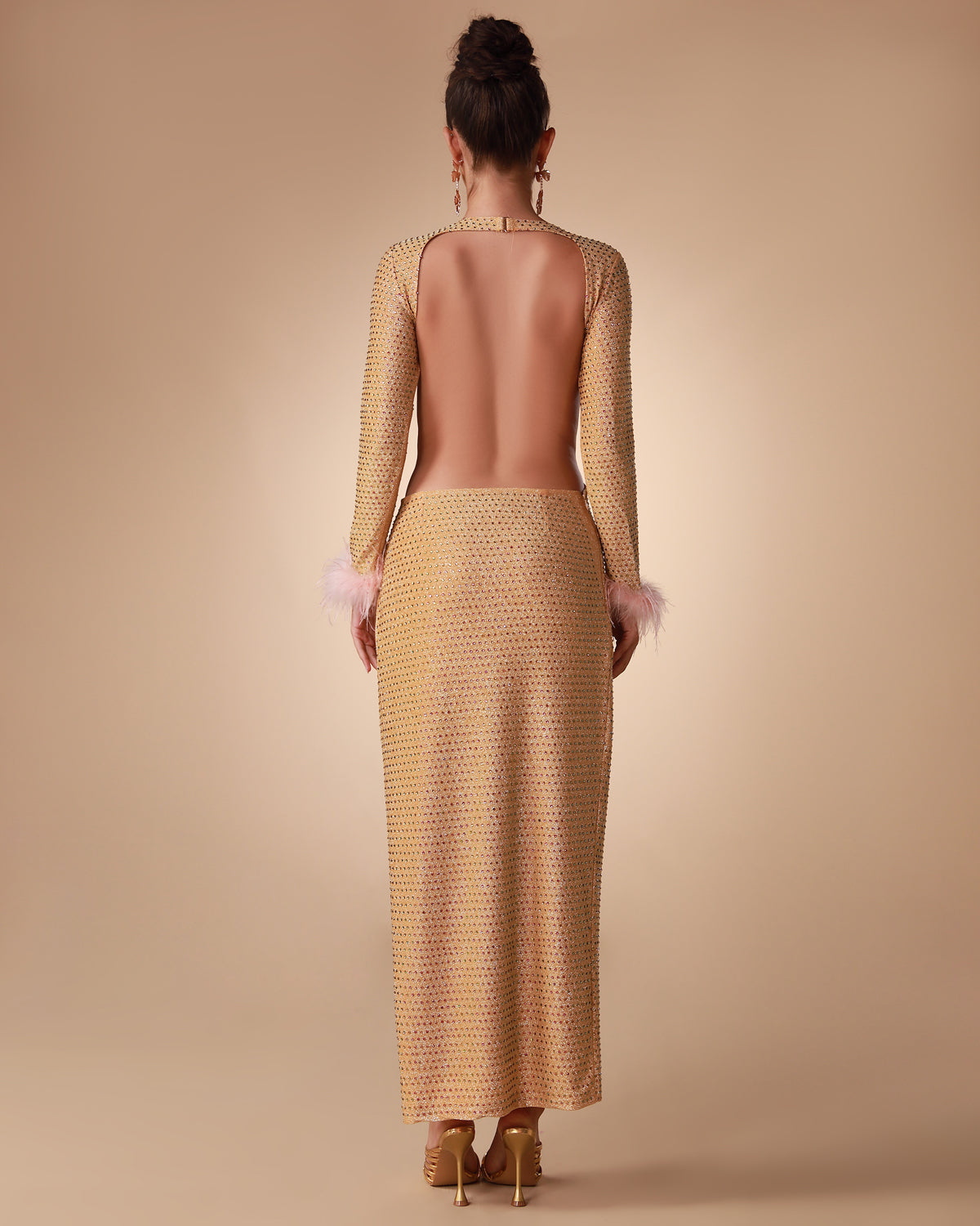 Backless Crystallized Maxi Dress