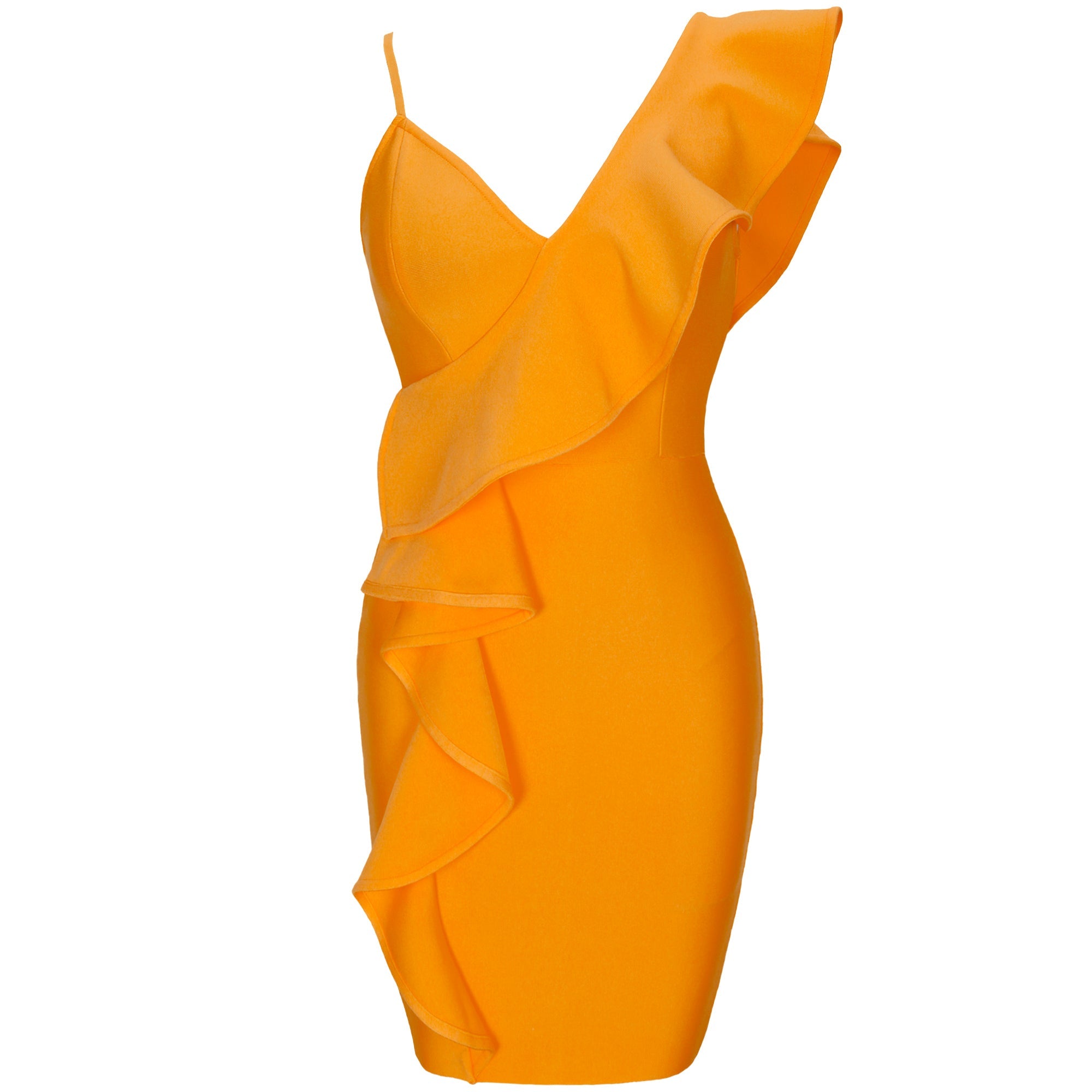 V Neck Sleeveless Frill Mini Bandage Dress